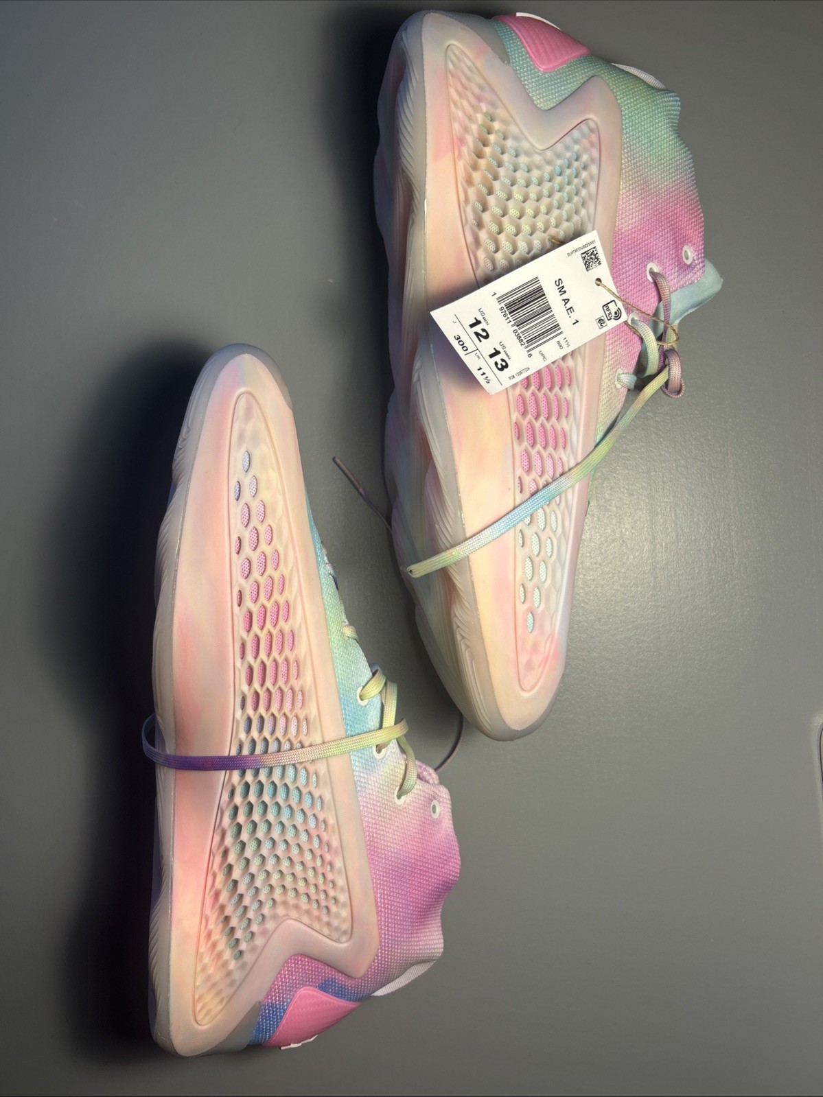 Adidas SM A.E. 1 Cotton Candy Sneakers in Acid Orange/White/Clear Aqua US 12/13