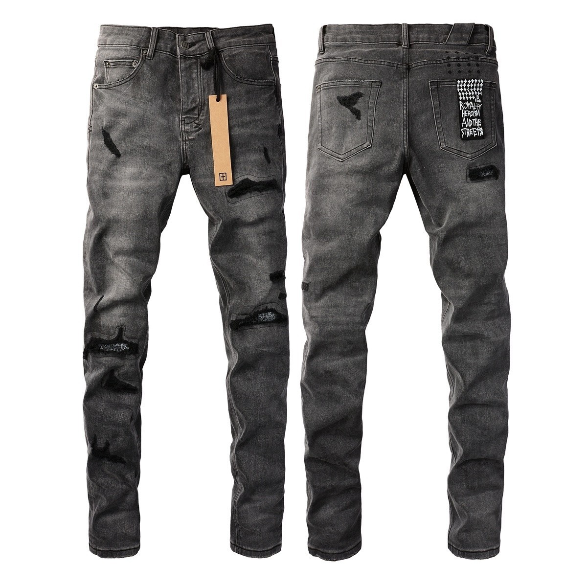 NEW KSUBI Men’s Black Letter Printing Ripped Pants High Street Fashion Jeans NEW