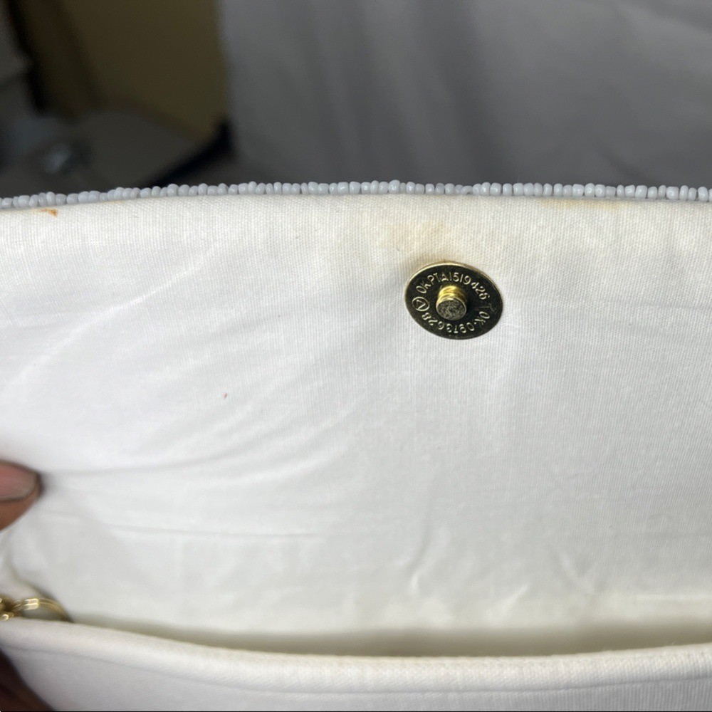Elegant Bride Beaded Clutch – White and Gold