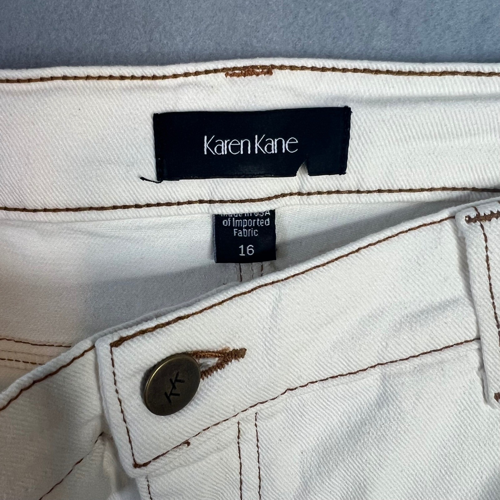 Karen Kane Super Bloom Wide Leg Jeans Size 15 Crop Natural Cream High Rise NWT