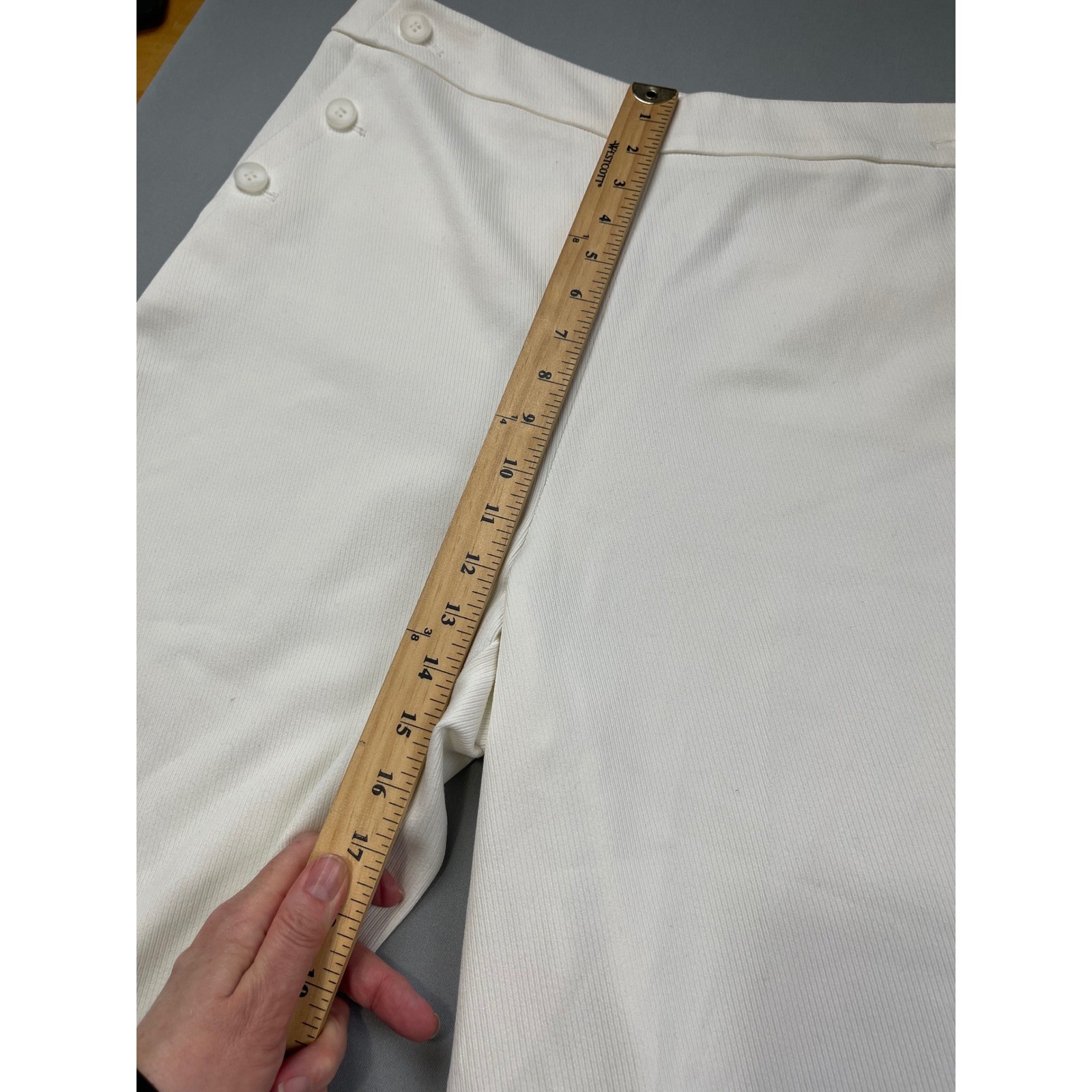 Ann Taylor Factory White Sailor Pants Wide Leg Side Zip Textured Size 14 NEW