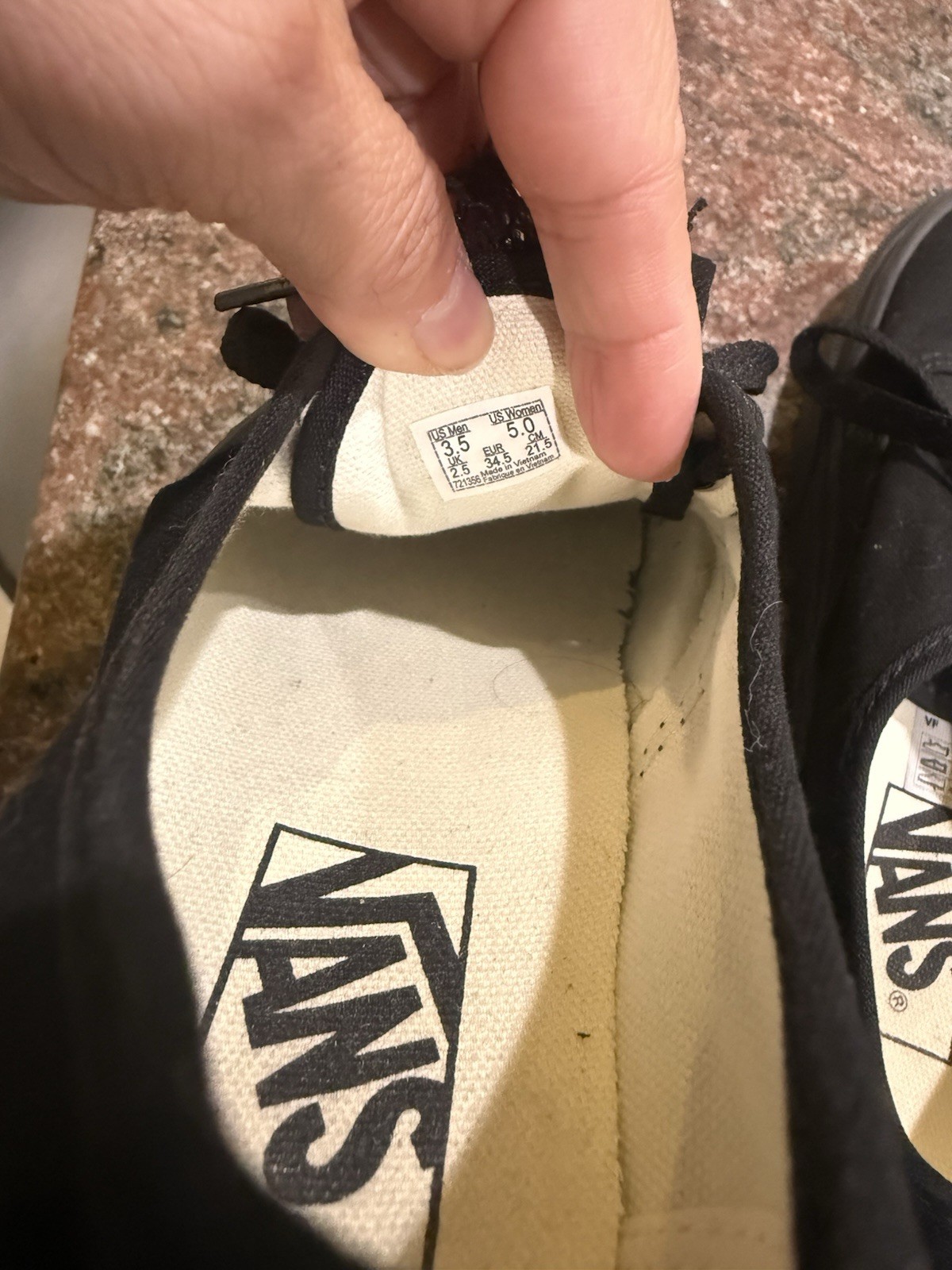 VANS Black Canvas Lace-Up Sneakers US 3.5 EU 34.5 Round Toe