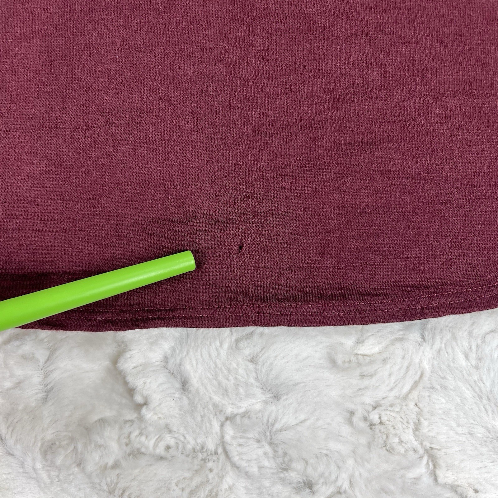 Seg’ments 100% Merino Wool Baselayer Shirt Womens XXL Burgundy Long Sleeve *Flaw