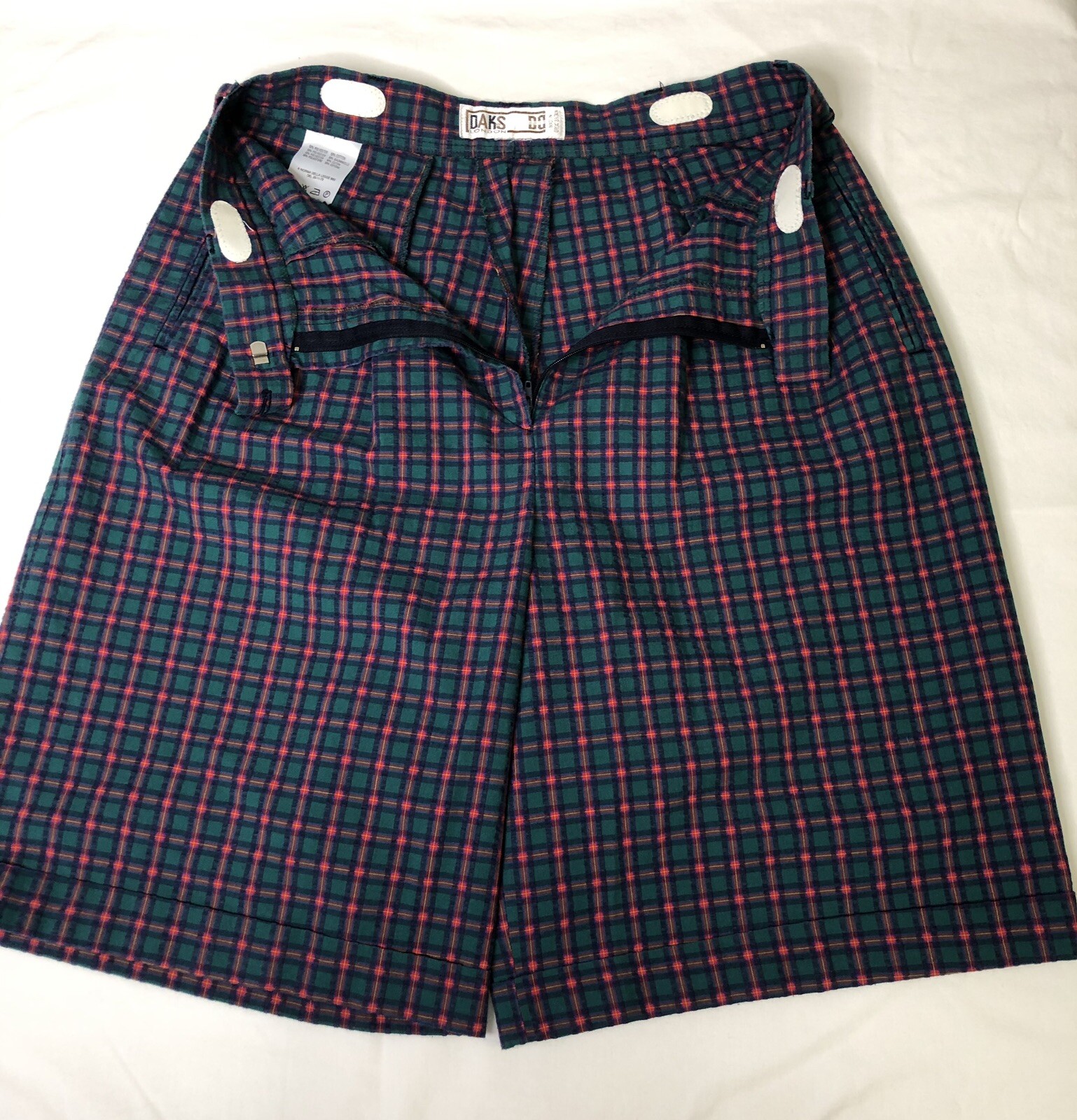 Vintage Designer DAKS London HIGH WAIST tartan Plaid Shorts 27” Waist Or Size 8