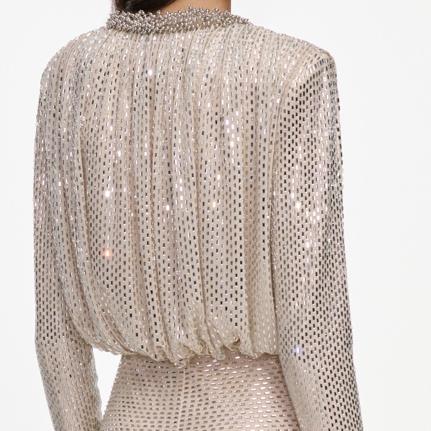 self portrait CHAMPAGNE RHINESTONE EMBELLISHED MAXI DRESS $ 1110 Size US 0 UK 4