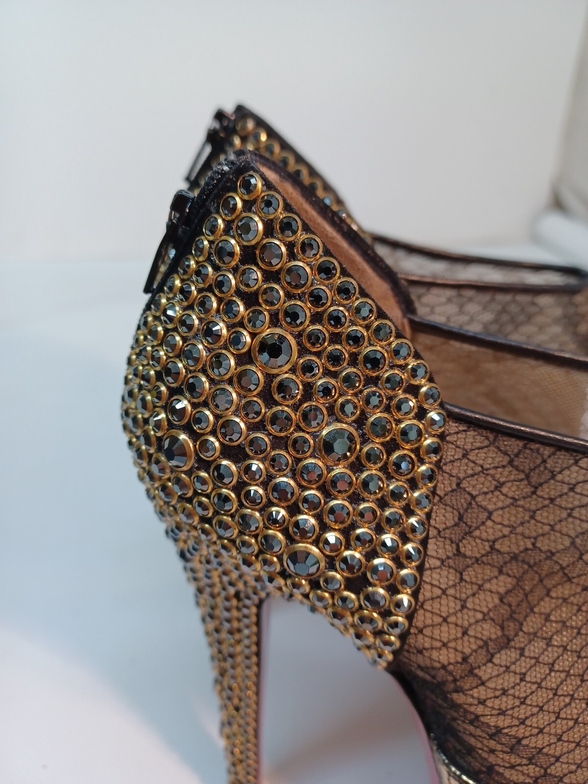$3600 CHRISTIAN LOUBOUTIN 37 Booties Heels Aeronotoc Strass Platform Gold 160