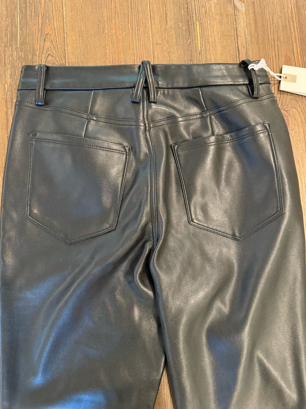 Good American Faux Leather Pants Womens 12/31 Black Straight 5 Pocket READ