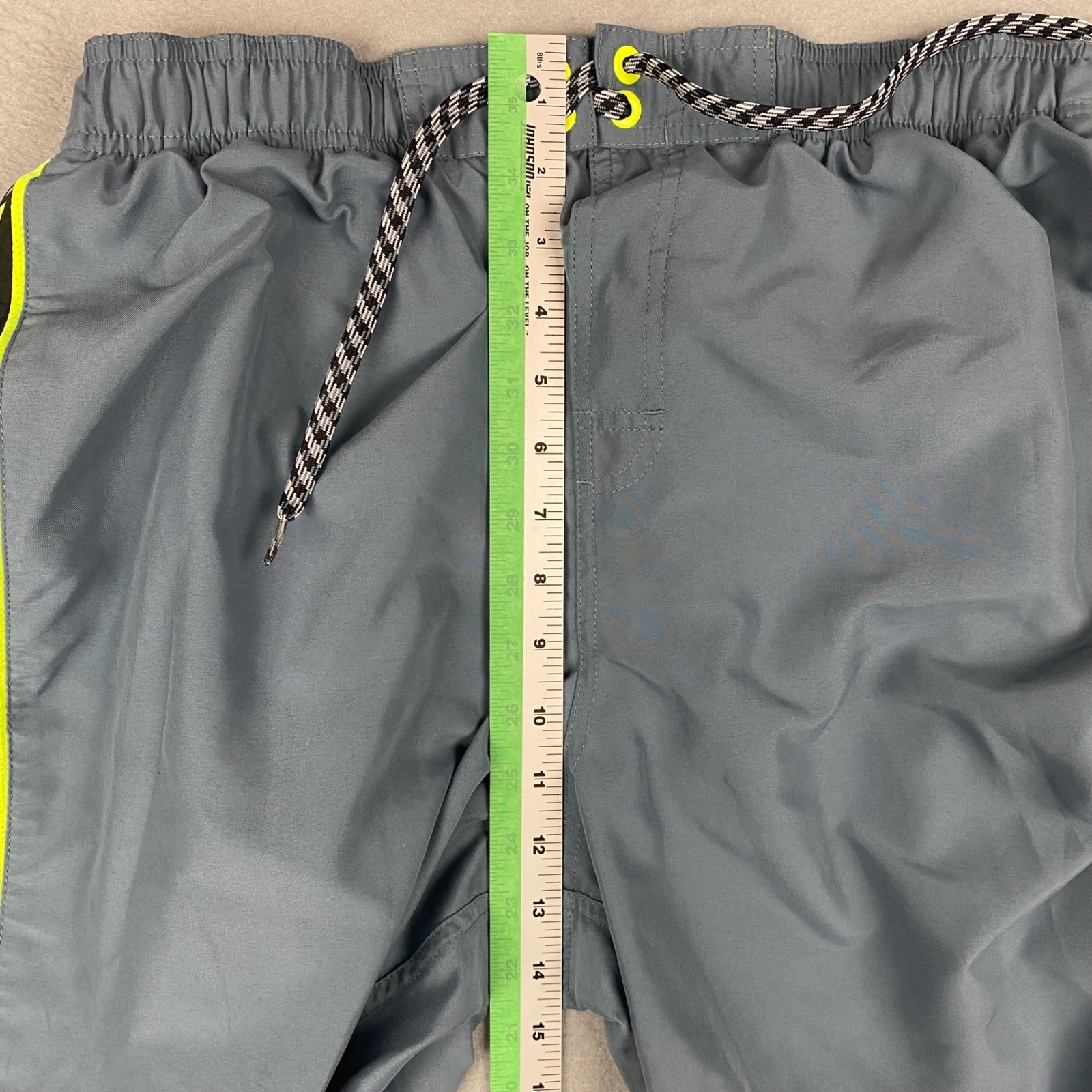 Nike Volley Core Contend Men’s Gray Black Neon Athletic Swim Trunks Shorts XL