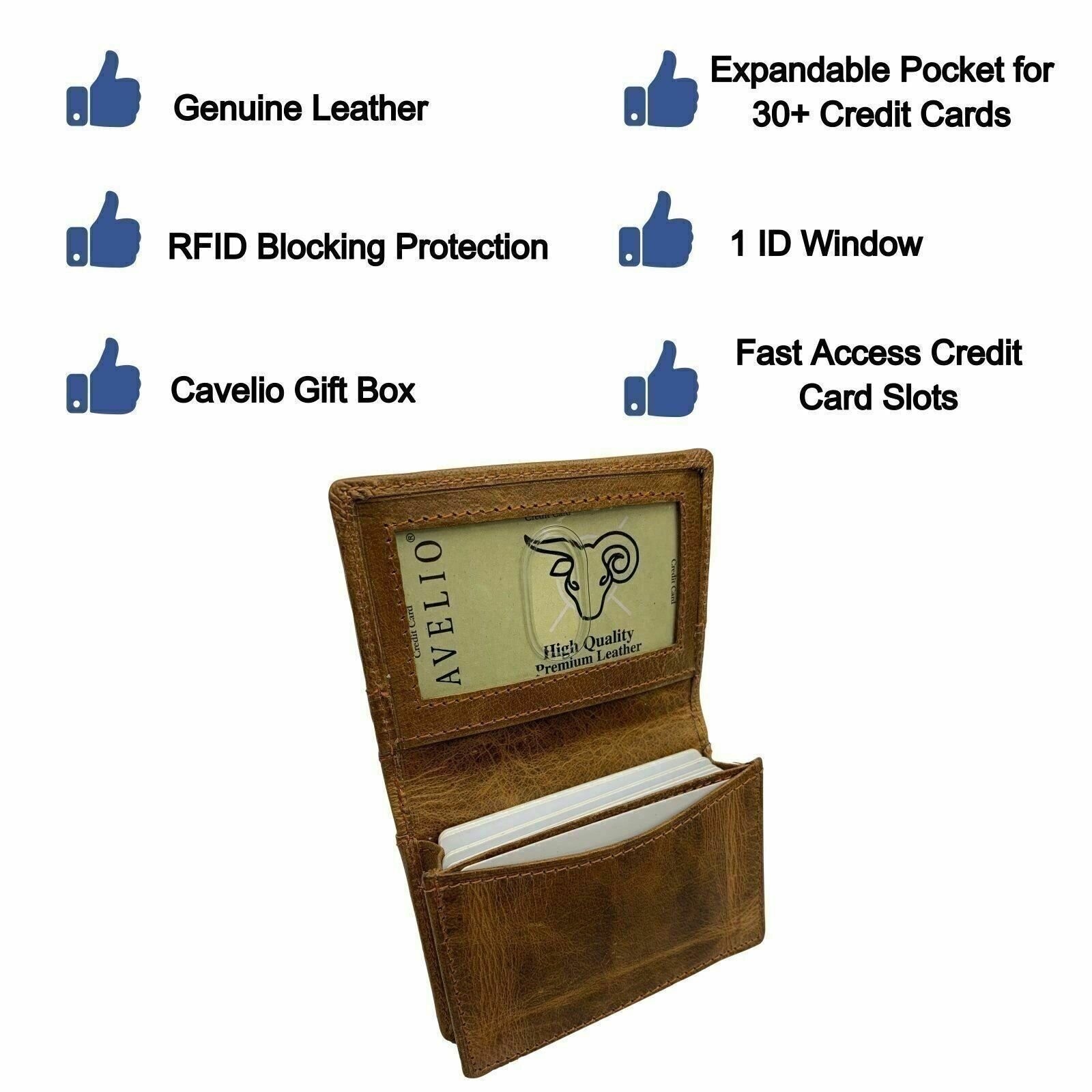 Genuine Leather Business Card Holder Name Card Case Credit Card Wallet with ID W