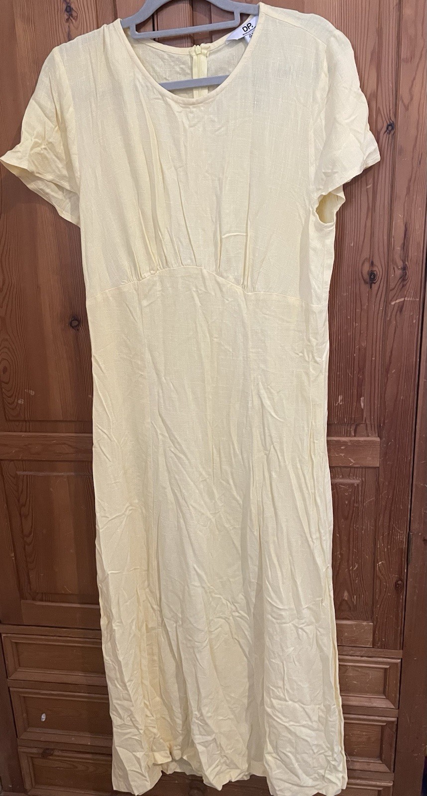 Dorothy Perkins Tall Linen Empire Midi Dress Yellow Colour, Size 14