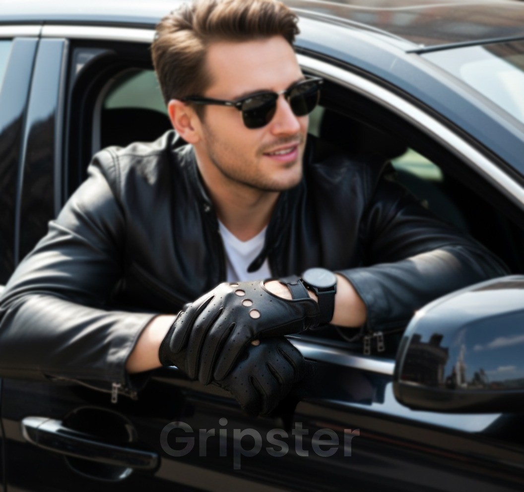 Reverse Stitched Police Driving Gloves Soft Real Leather Car Bike Goat Soft USA