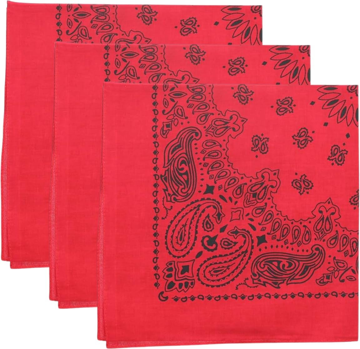 Trainmen Paisley Bandanas Head Scarf Do-rag 100% Cotton Bandanna 22″ x 22″ 3Pack