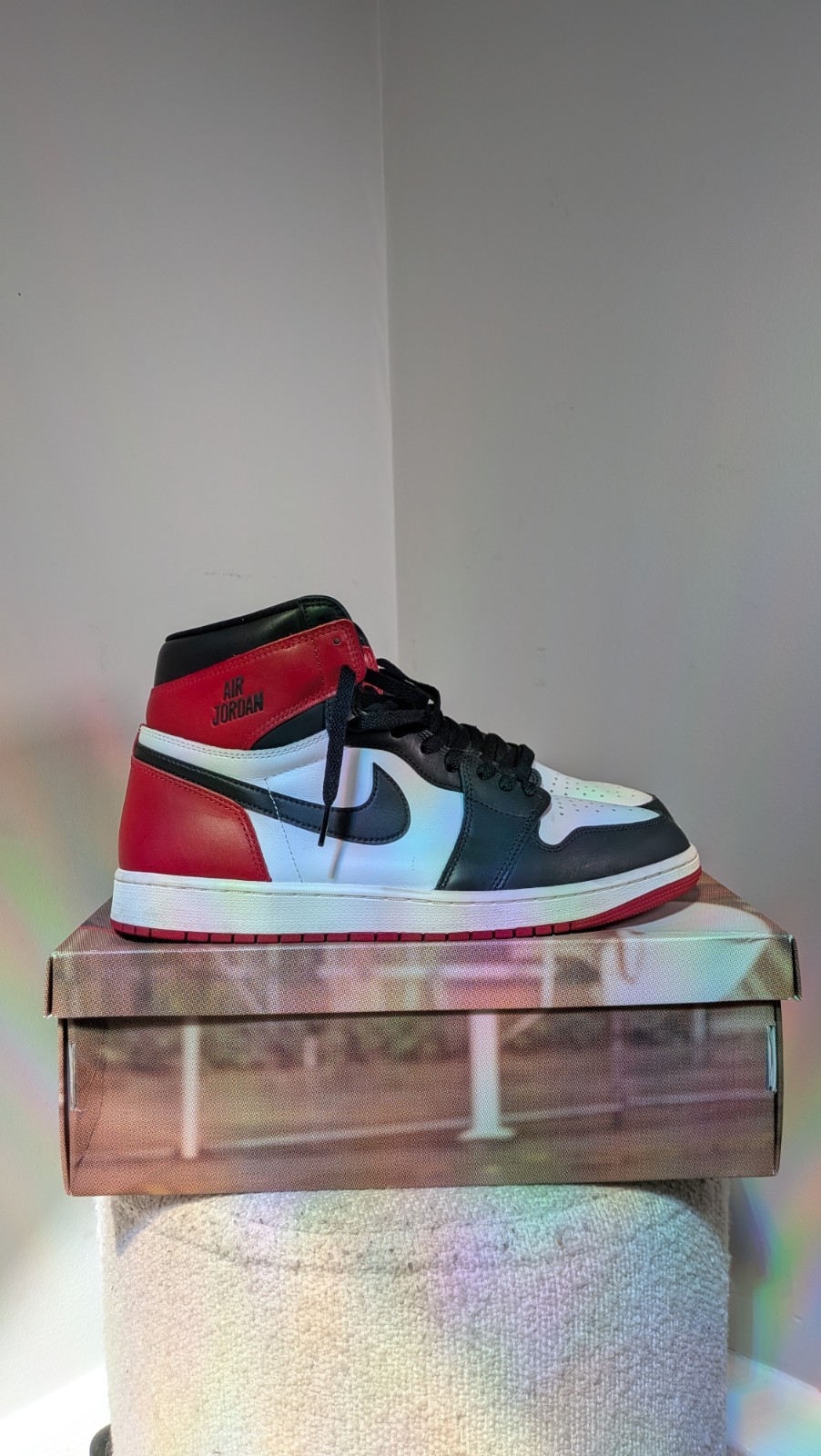 Air Jordan 1 High Black Toe Reimagined Red Sneakers DZ5485-106 Size 13