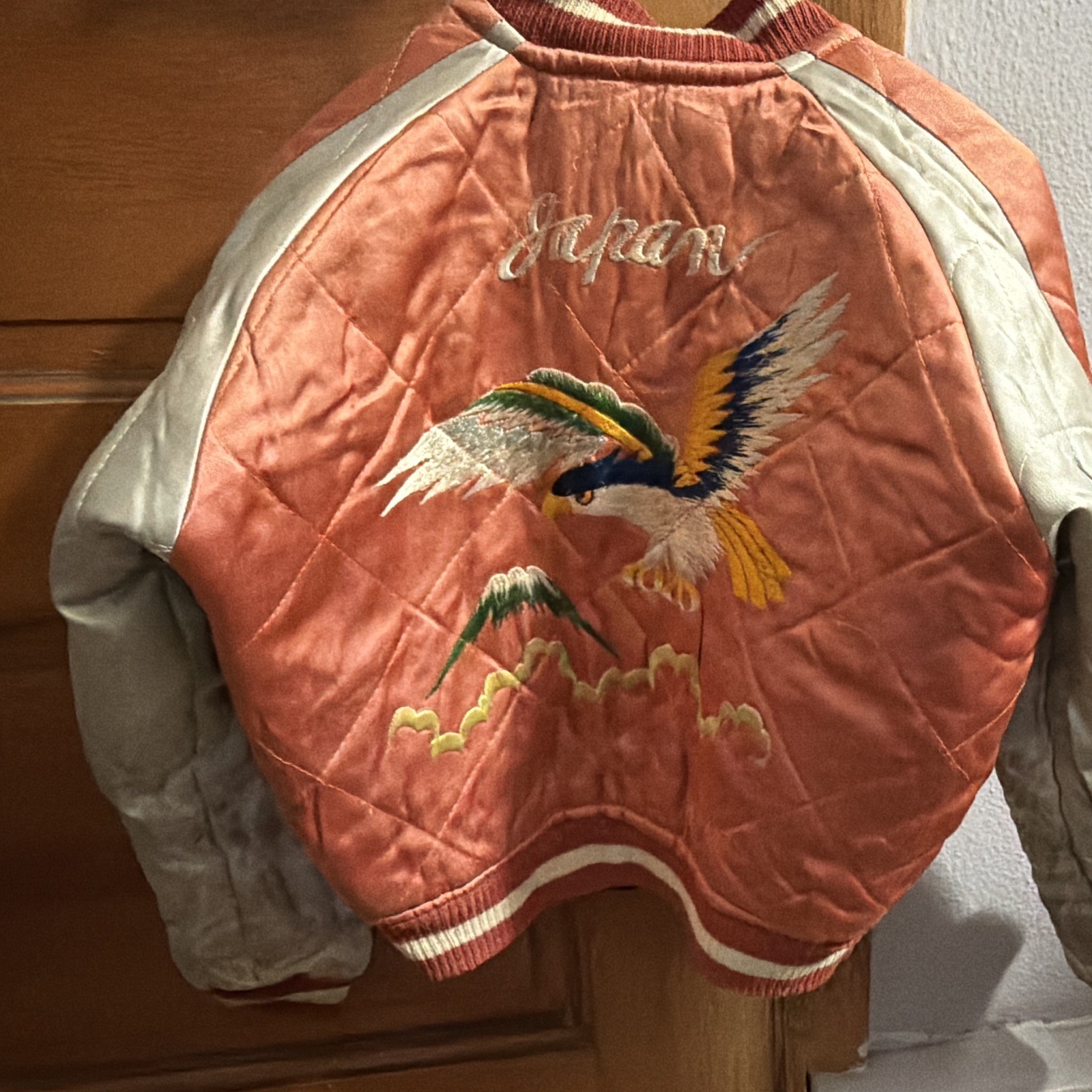 Vtg 1950s Sukajan Souvenir Jacket Reversible Quilted Eagle Mt Fuji Pink Japan