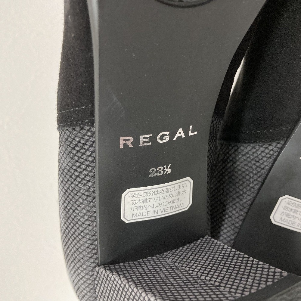 REGAL Side Gore Short Boots 9.3″” Black Gray Women USED