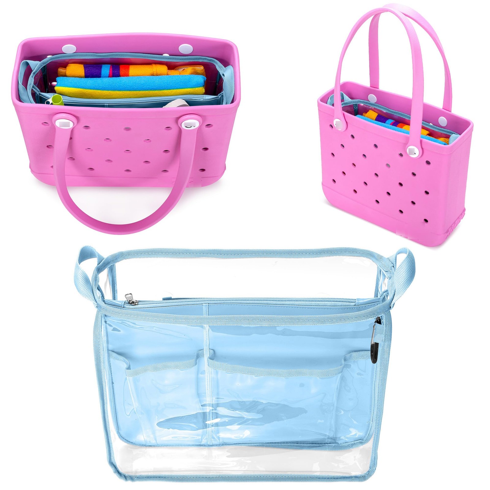 Beach Bag Organizer Insert (12.4in x 10.2in x 4.3in) Compatible with Bogg Bag…