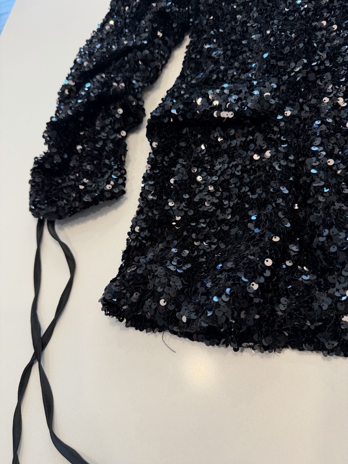 BLANKNYC Women’s Black Sequin Full Zip Long Sleeve Jacket, Size M