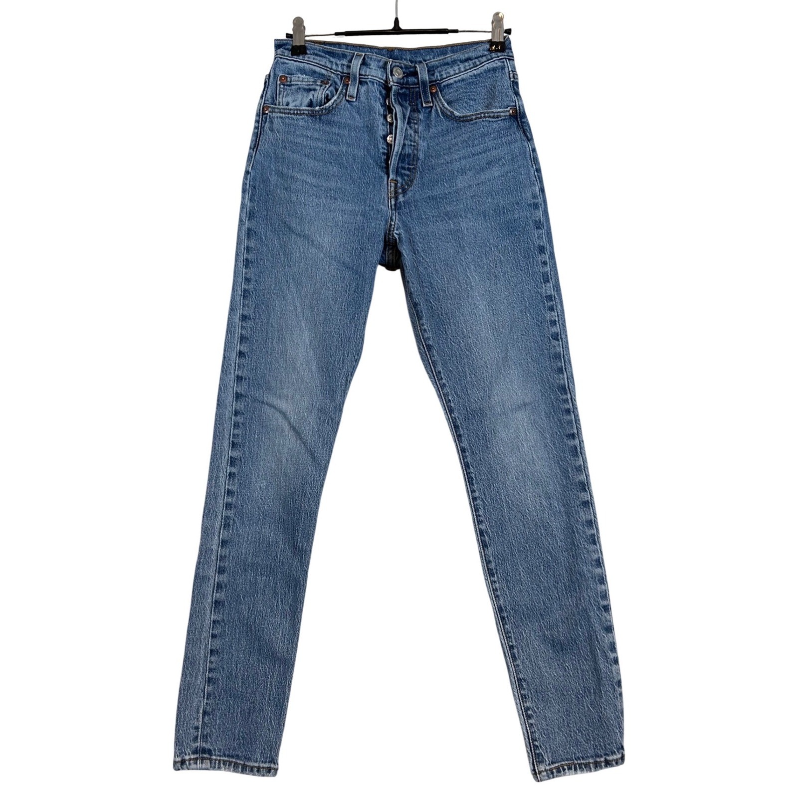 Levis 501 Skinny Medium Wash High Rise Button Fly Denim Jean Women See Pics Size