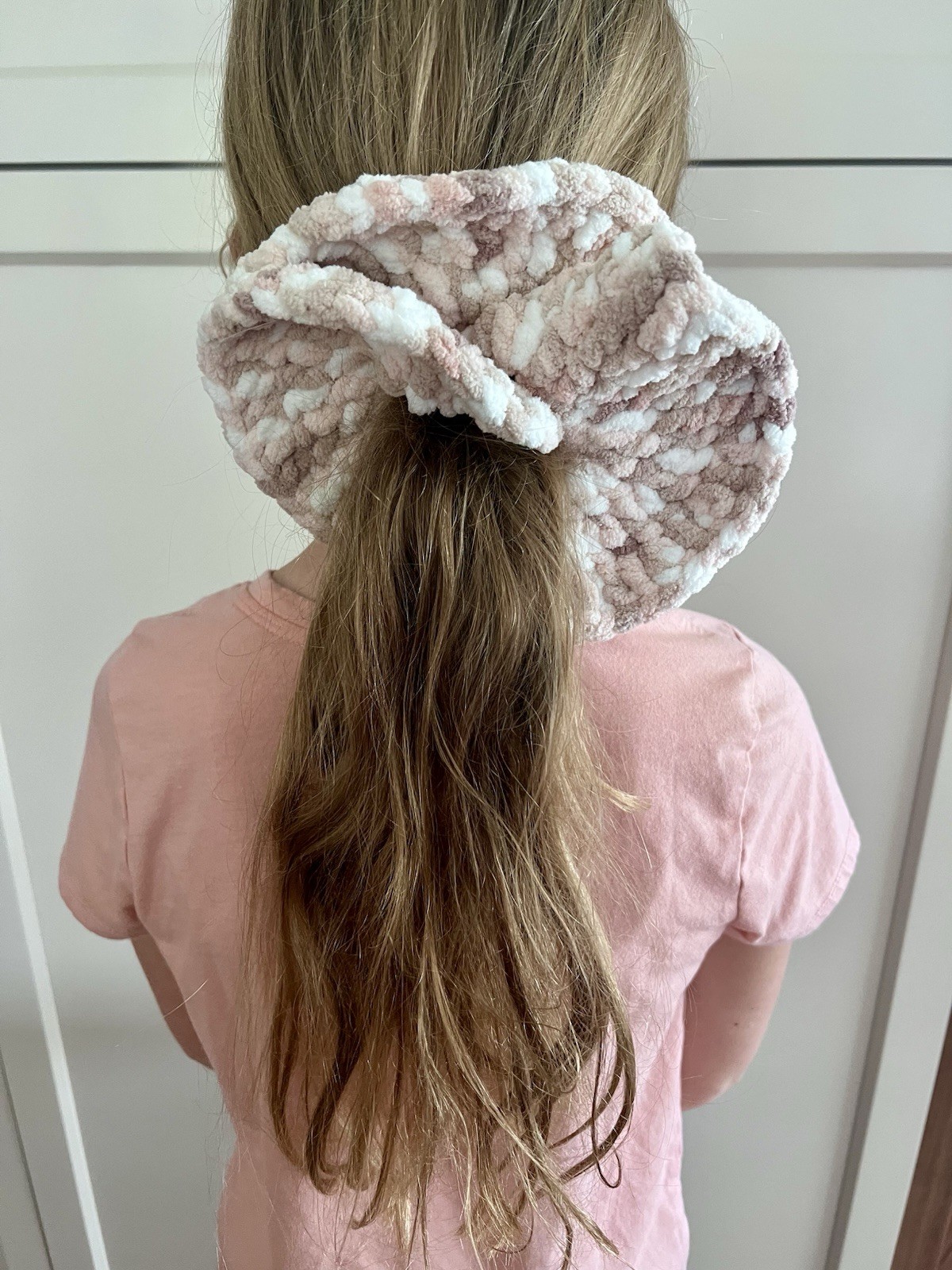Support 11 yr old small business Crochet Bunchie (Big Scrunchie) handmade marble