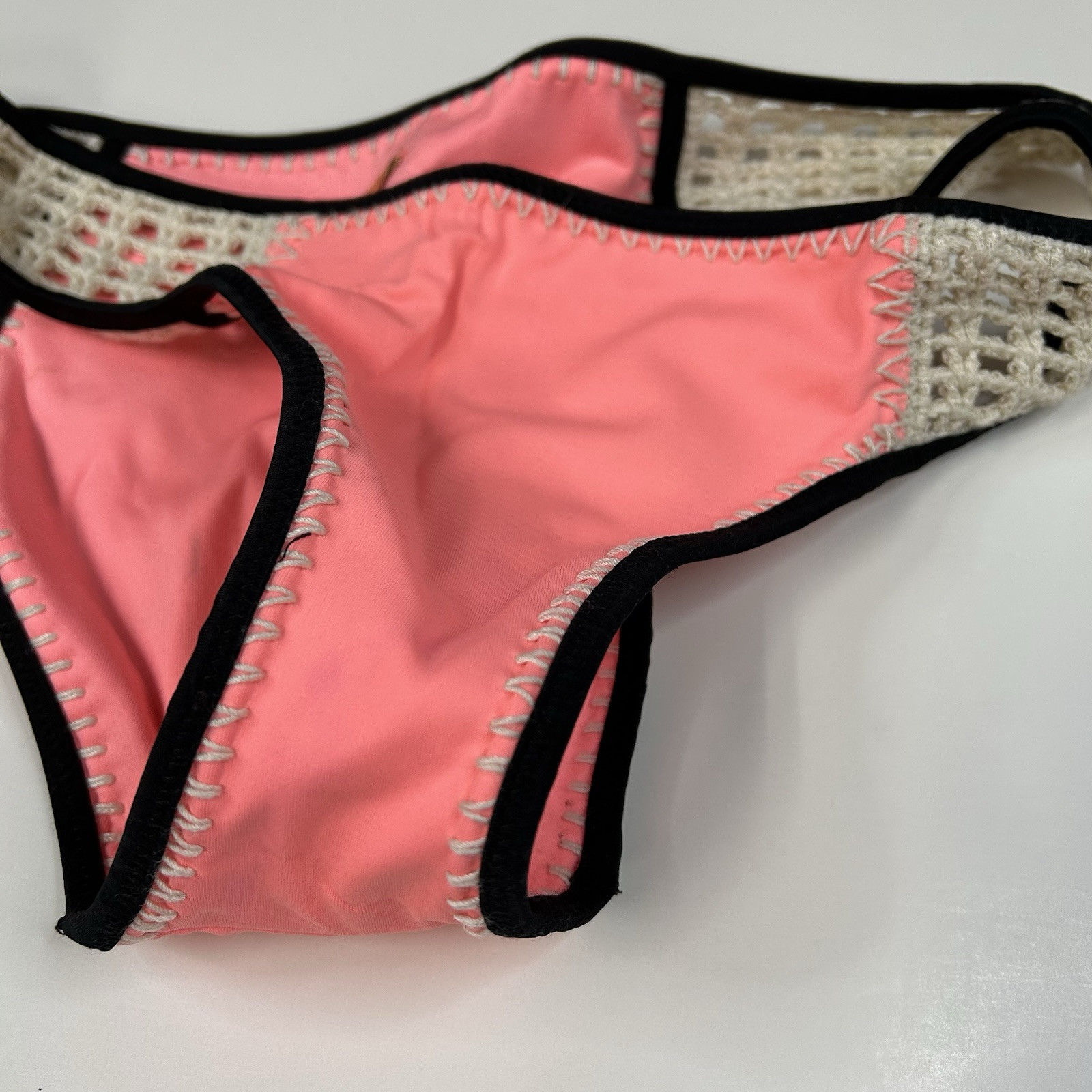 Y2K Victorias Secret Size Medium Classic Hipster Bikini Bottoms Pink Black #3727