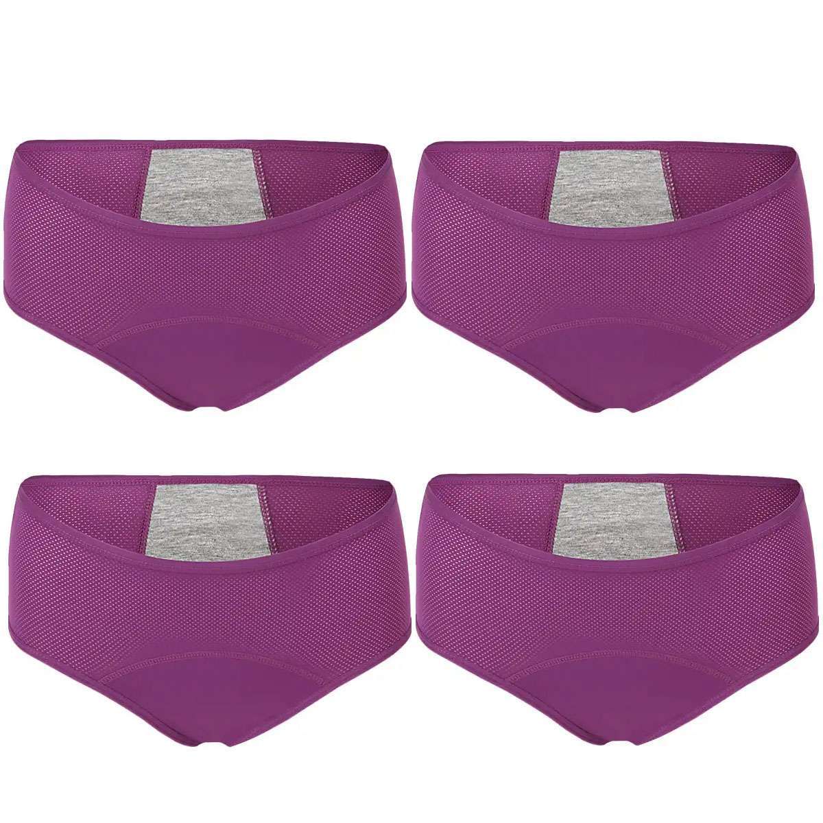 4 Pack Menstrual Period Underwear Girls Leak Proof Pull on Ladies Panties Briefs