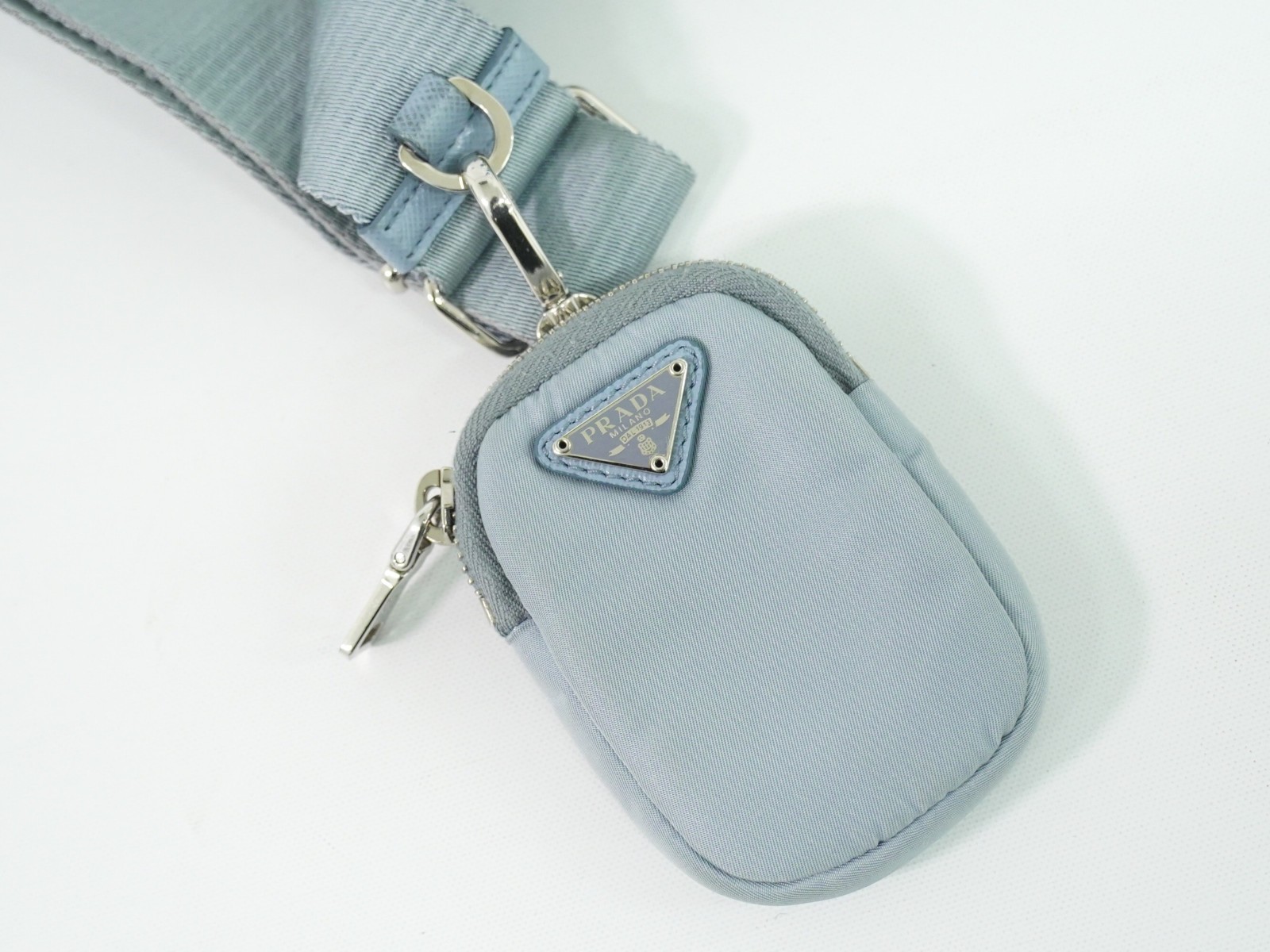 PRADA Re-Edition 2005 Nylon -Shoulder Crossbody Bag Light Blue Silver