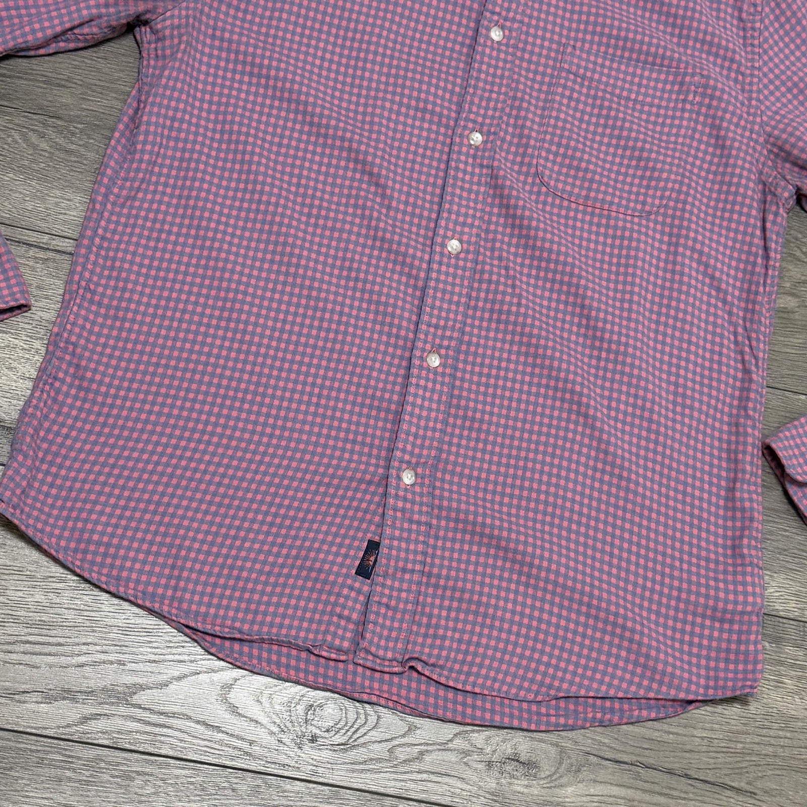 Faherty Mens Lightweight Movement Flannel Shirt Long Sleeve BLUE ROSE GINGHAM M
