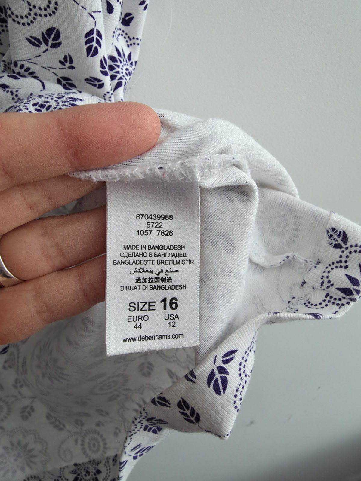 Debenhams Vintage Basic Top UK 16 100% Cotton Purple Mix Floral Casual Work New