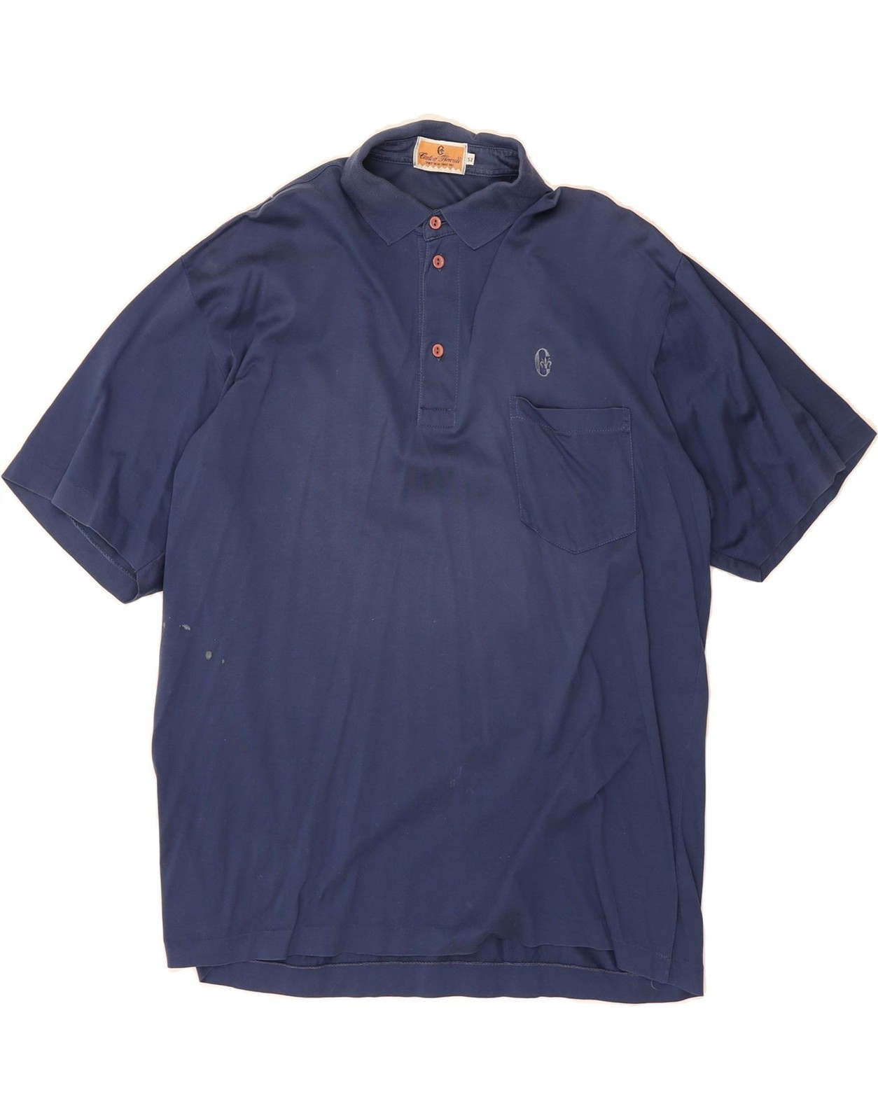 CONTE OF FLORENCE Mens Polo Shirt IT 52 Large Navy Blue Cotton BF01