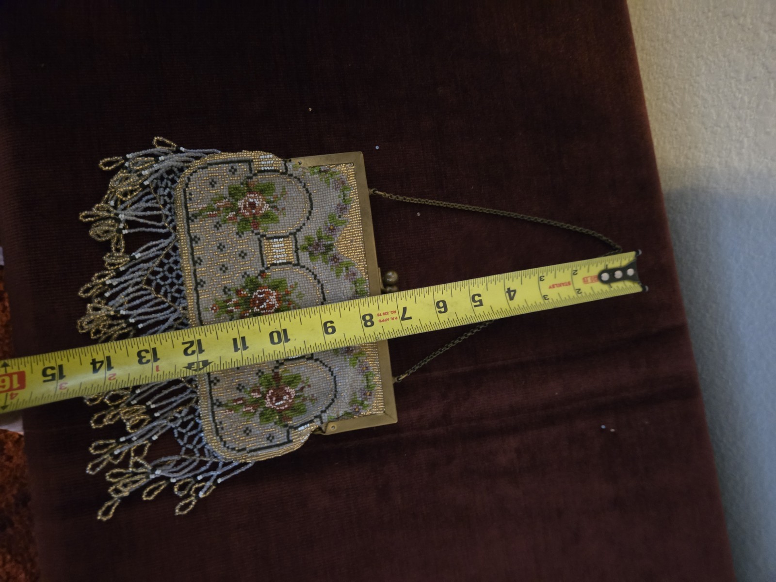 Antique 1900’s Rose Motif Beaded Purse