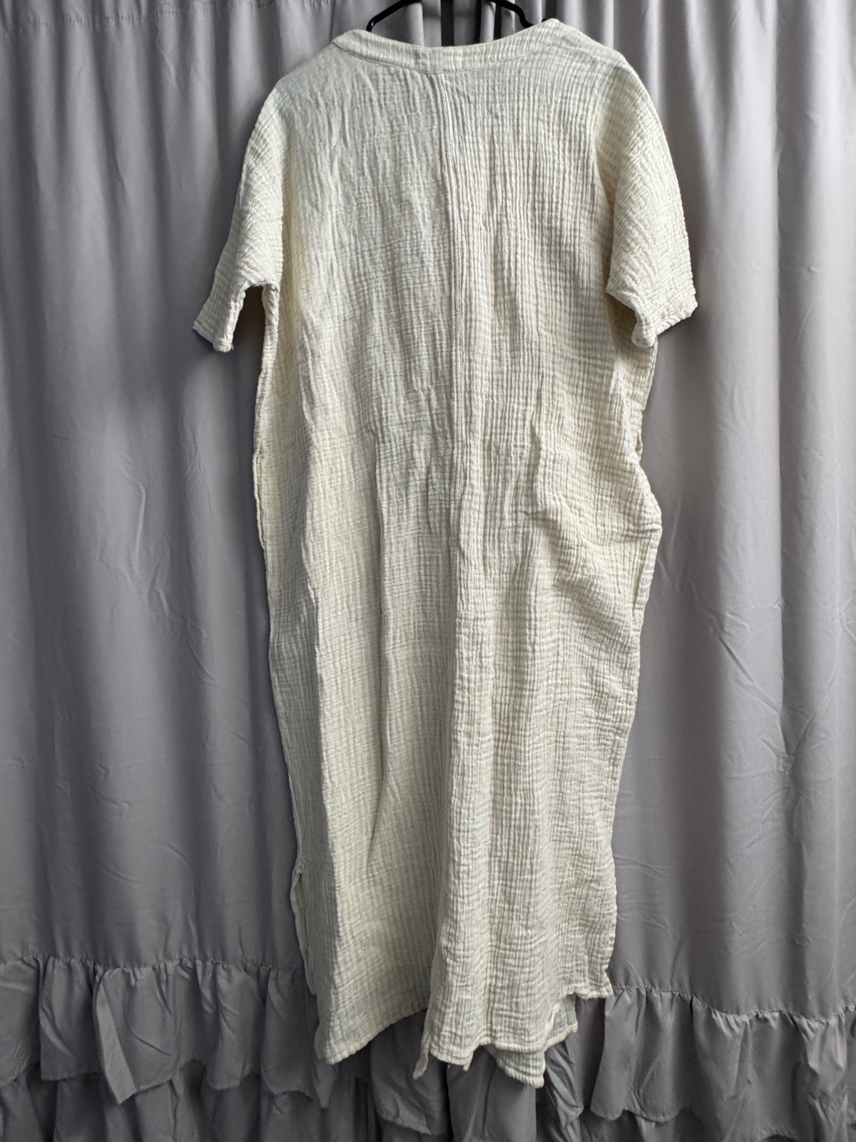 Odd Bird Ruya Tunic Dress XS/S Ivory Organic Cotton Gauze Belted Caftan
