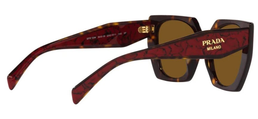 Prada PR 15WS Oversized Square Sunglasses Red Tortoiseshell UV400 w/Box