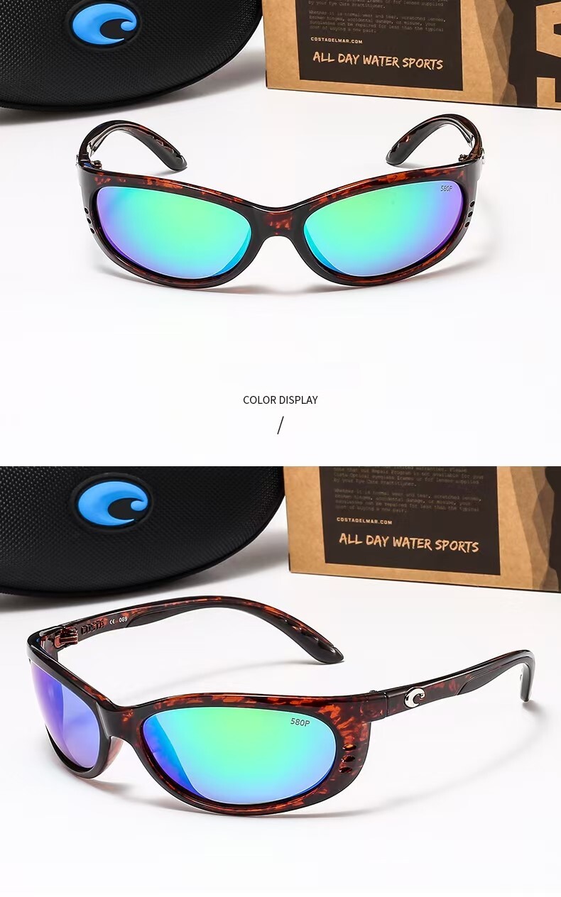 Costa del Mar Brine Tortoise Shell Frame Green Mirror Polarized Sunglasses 580P