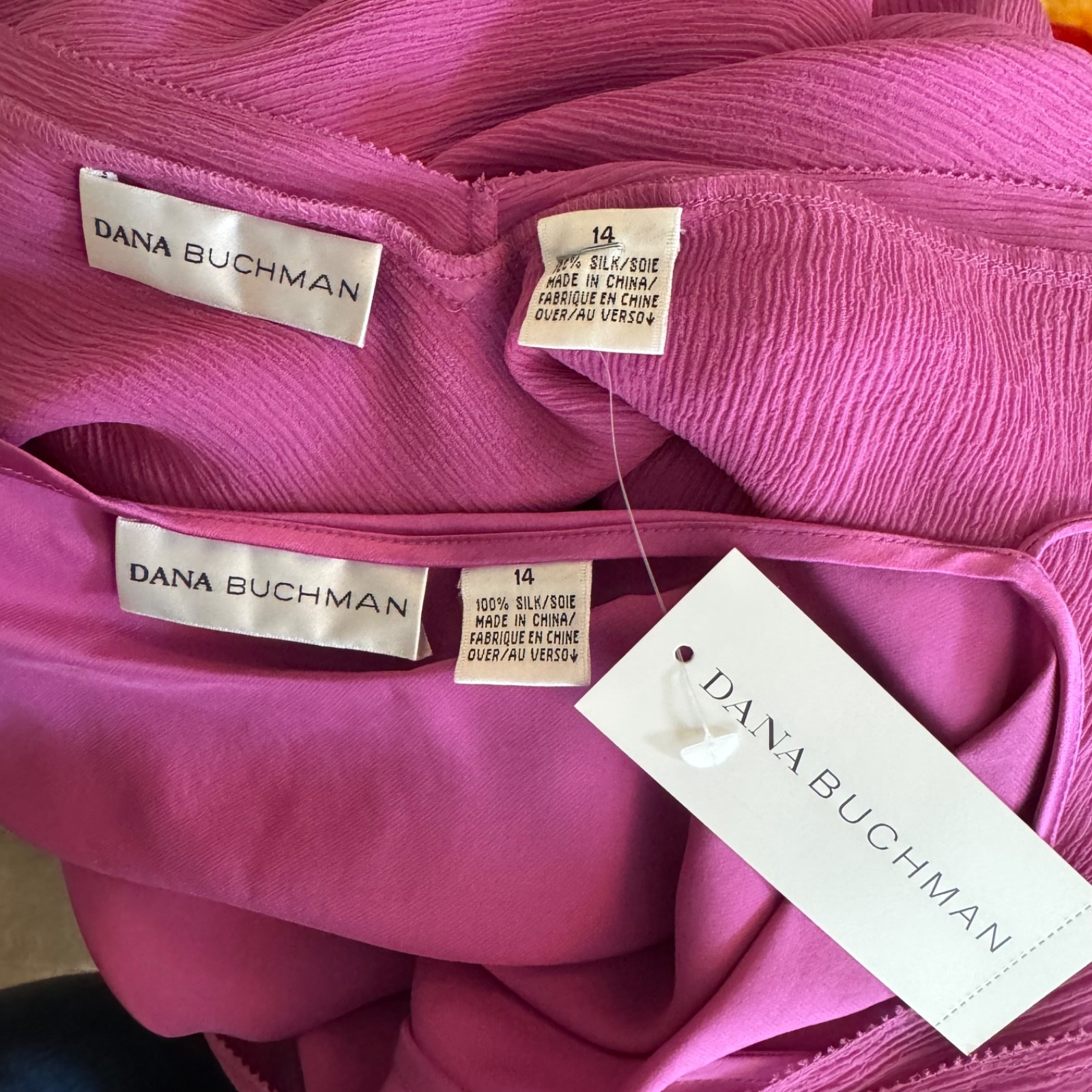 Dana Buchman NWT Sz 14 Raspberry Crepe Silk Top Sleeveless Cocktail Formal $195