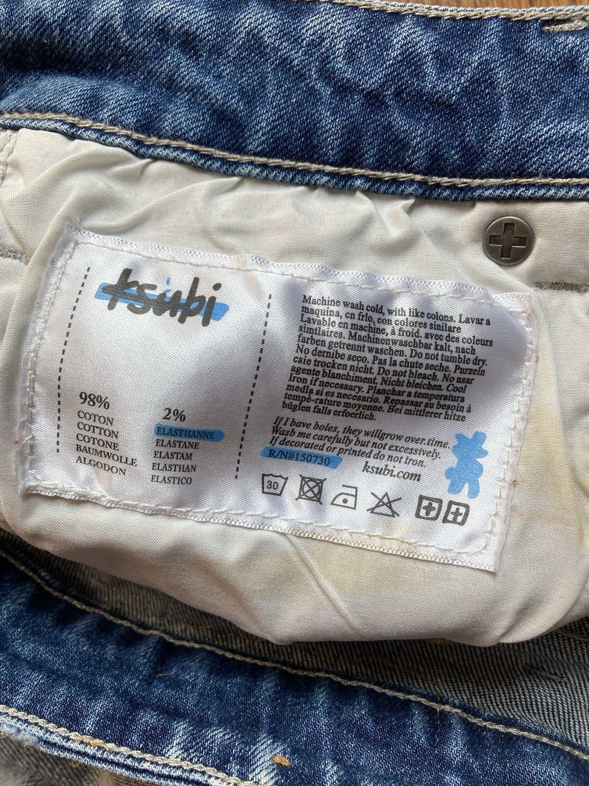 Ksubi Jeans Men Size 30 Skinny Van Winkle Hunter Beden Distressed Blue Denim