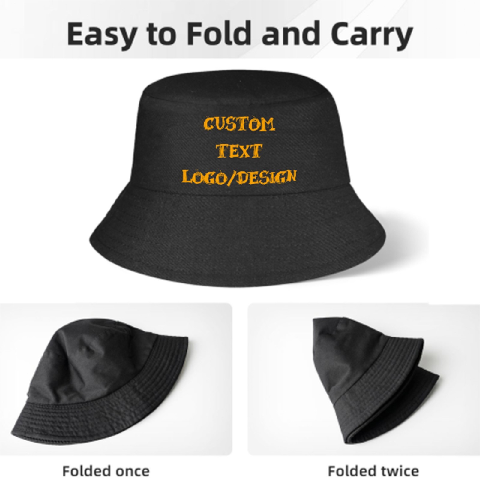 Personalized Unisex Bucket Hat Custom Text Logo Image Fisherman Hat One Size