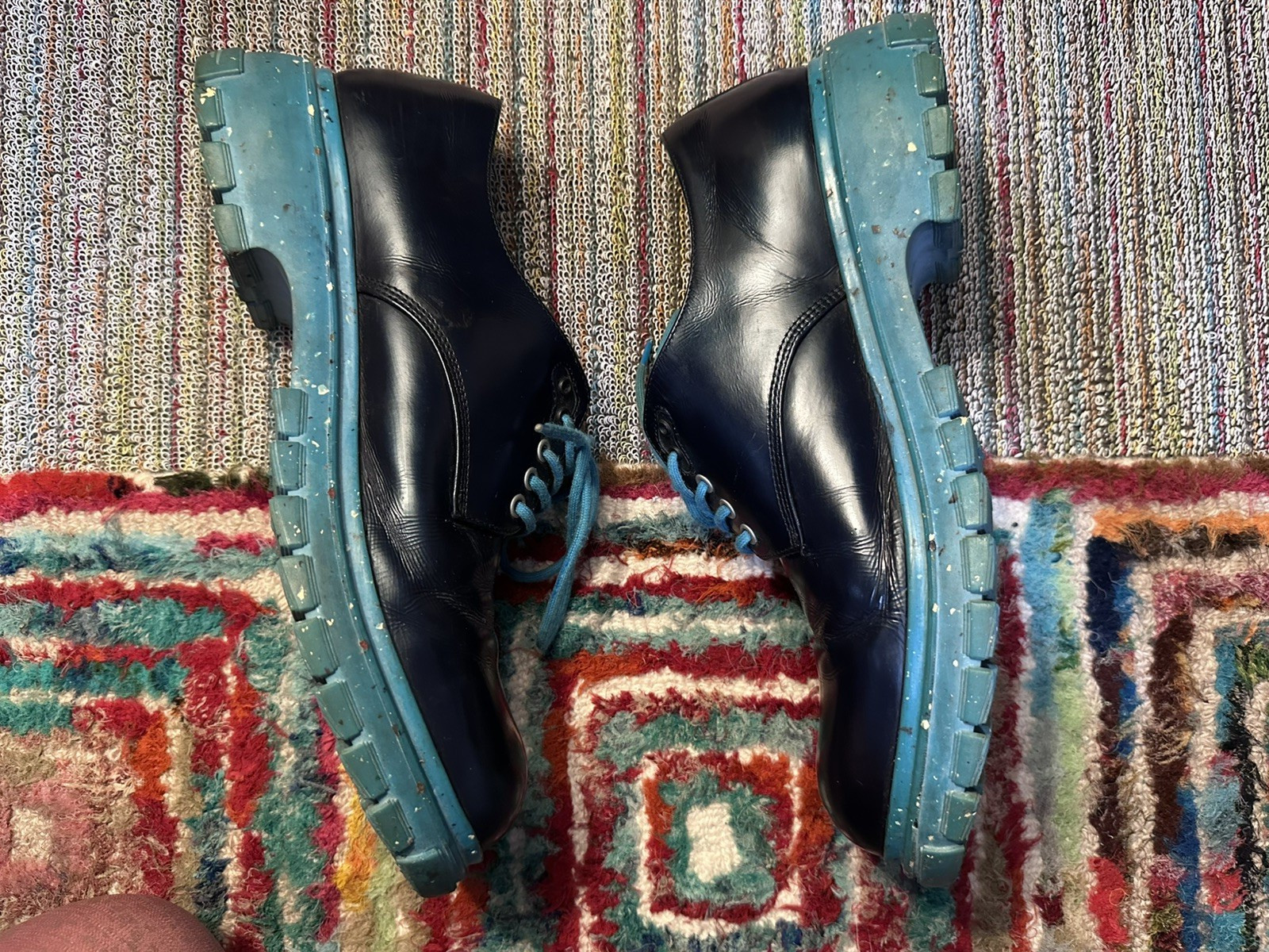 Fluevog EXCELLENT Official Tuesday Classic everyday blue/turquoise derby -12