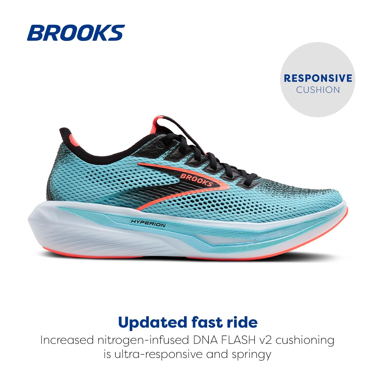 Brooks Men’s Hyperion 3 Neutral Running Shoes Atomizer/Black/Pink Clay – 13 M