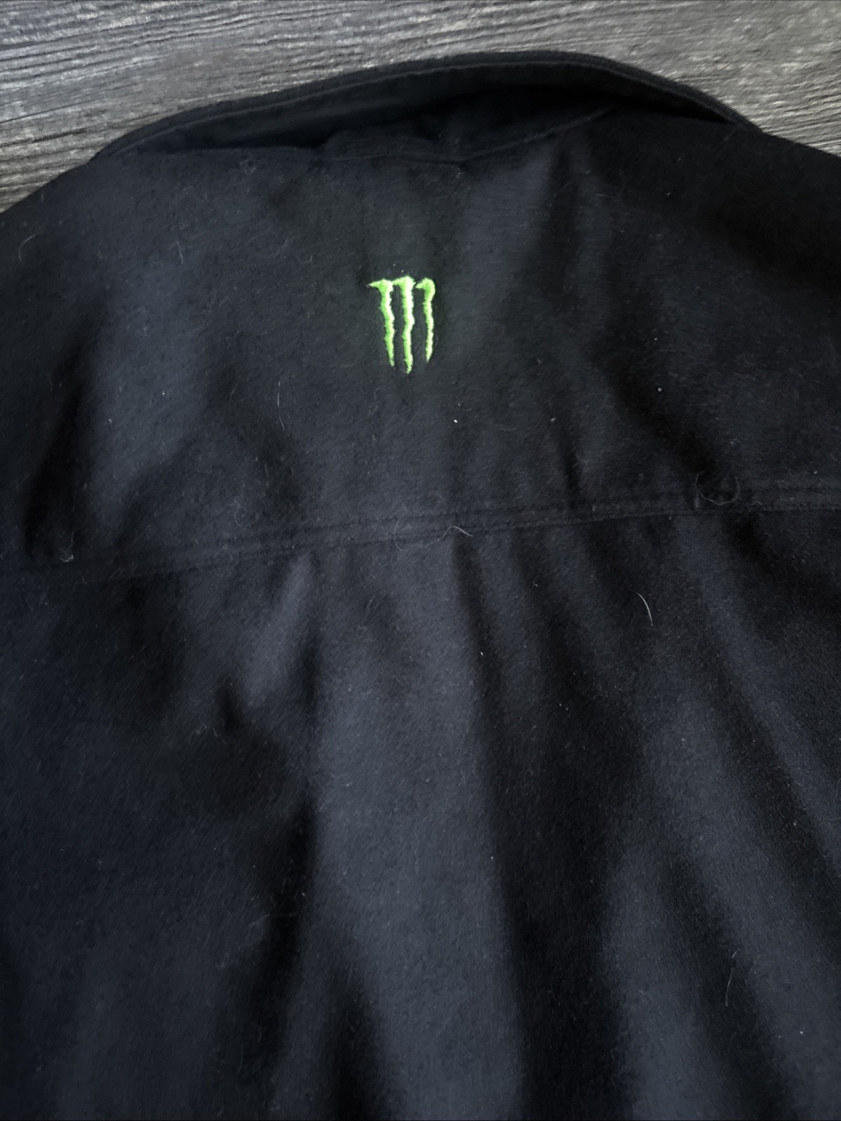 Monster Energy Embroidered Mens XL DayBreak Black 40% WOOL Snap Jacket Shacket