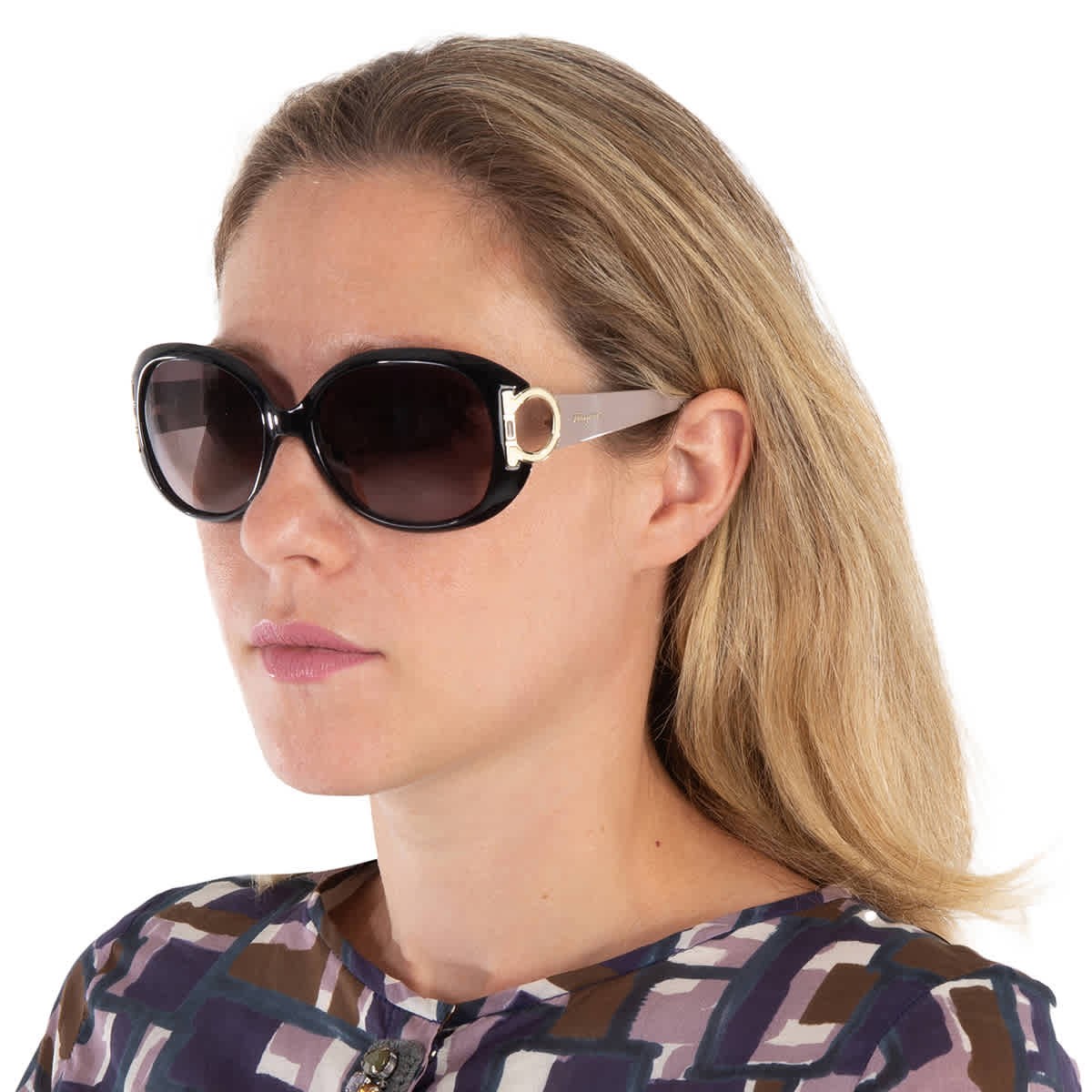 Ferragamo Brown Gradient Oval Sunglasses SF668 001 57 SF668S 001 57