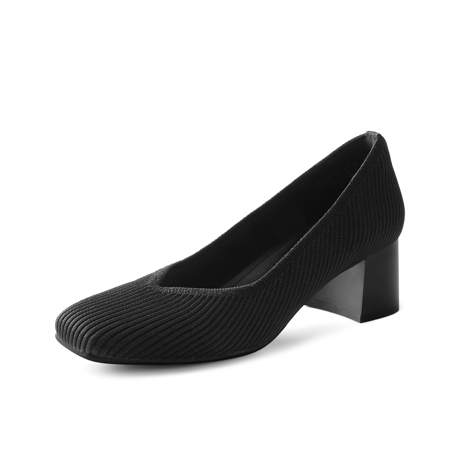Women Knit Breathable Pumps Square Toe Block Heels All Day Support Dress Pumps