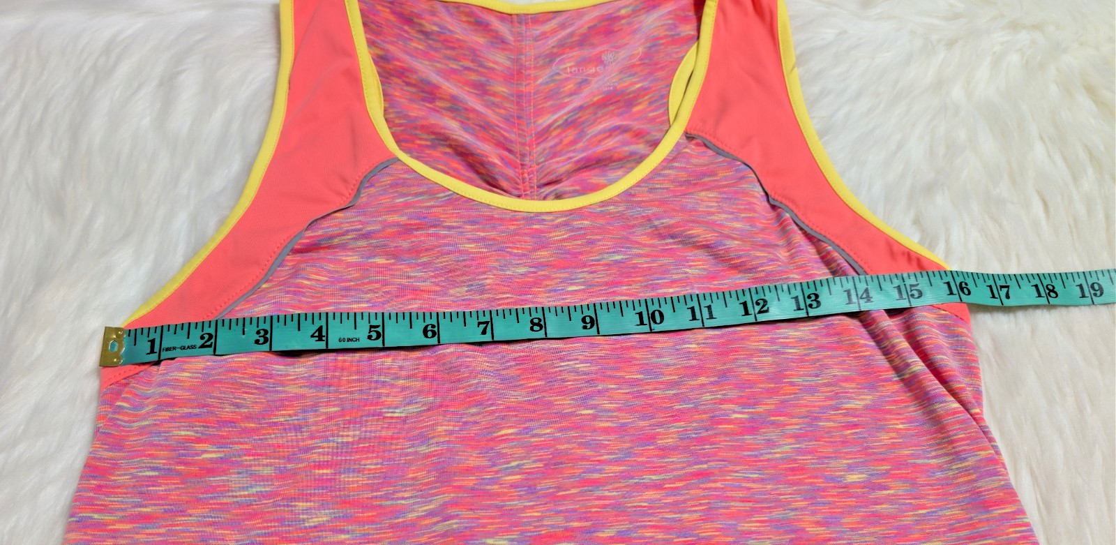 Tangerine Top Women Large Rainbow Peach Yellow Racerback Active Tank Workout
