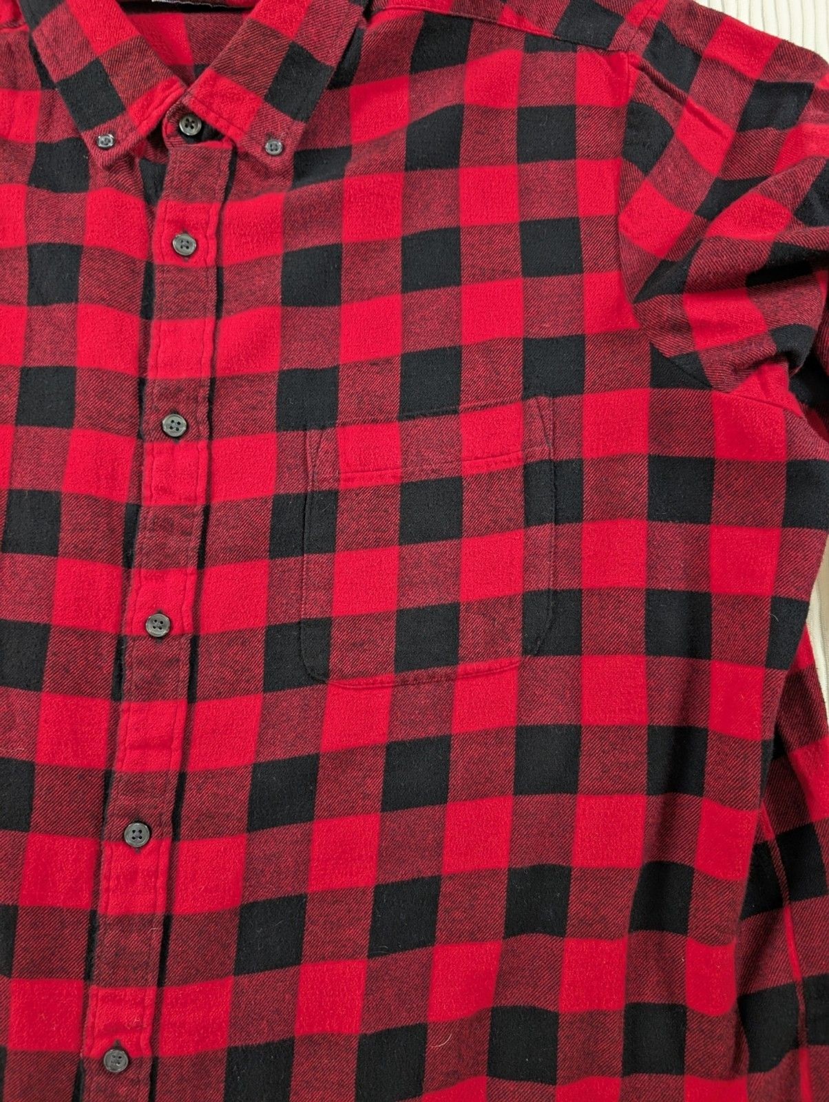 Club Room Flannel Shirt Mens XXL Red Plaid Button Down Pocket 100% Cotton Casual
