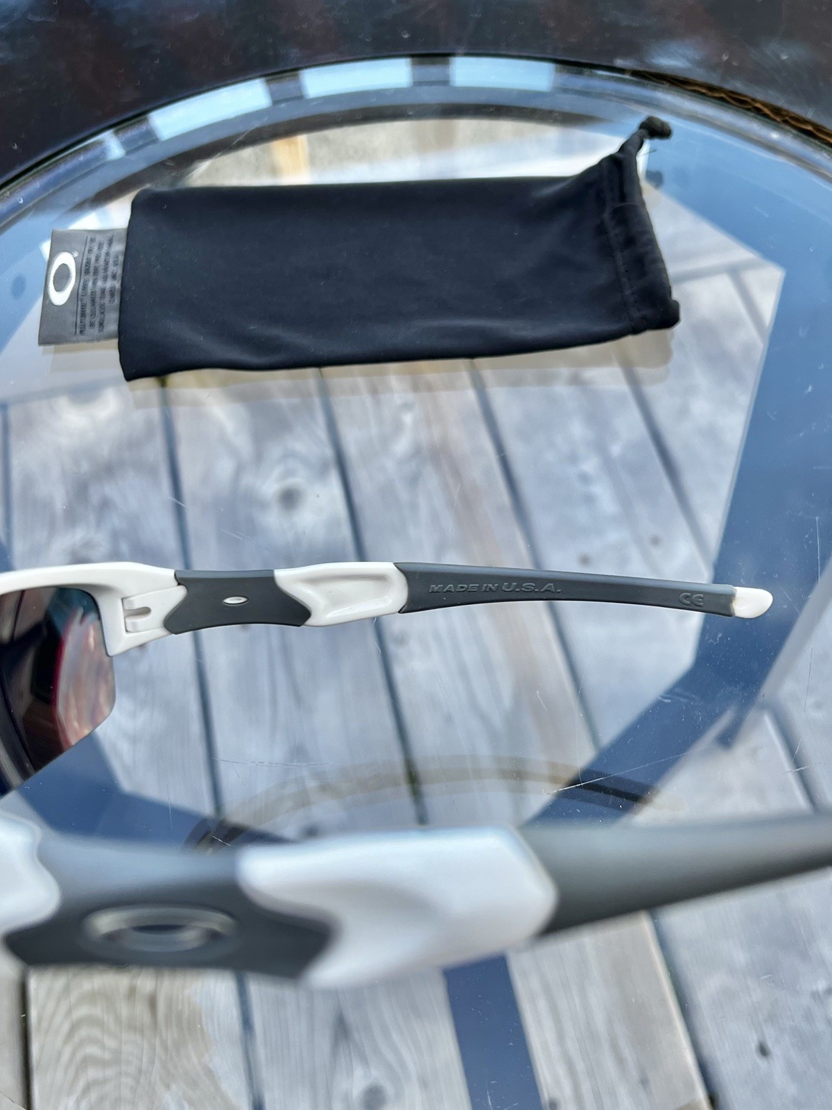 OAKLEY FLAK JACKET POLISHED WHITE POLARIZED SUNGLASSES 03-882