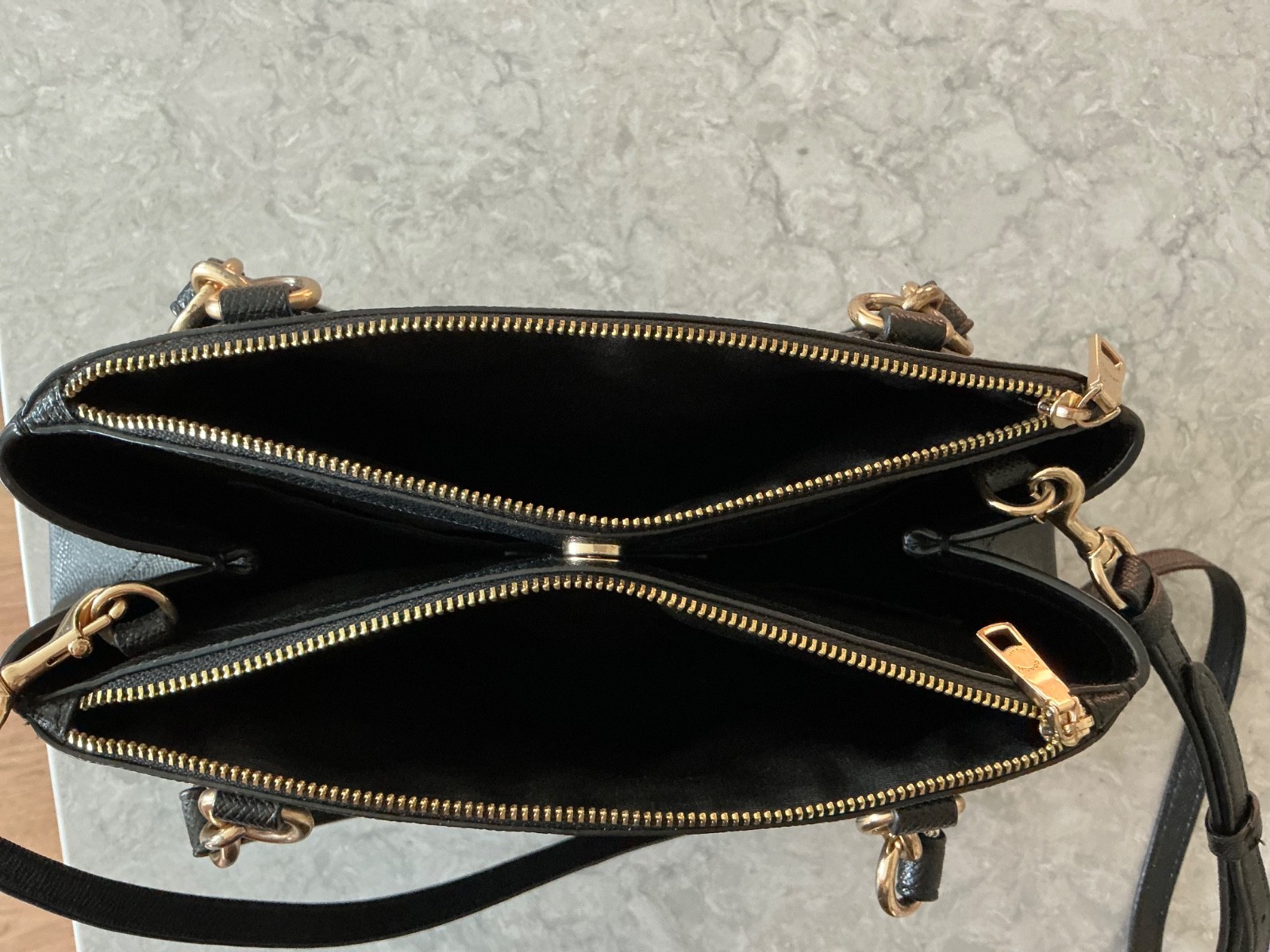 Coach Mini Brooke Carryall Black Crossgrain Leather Satchel