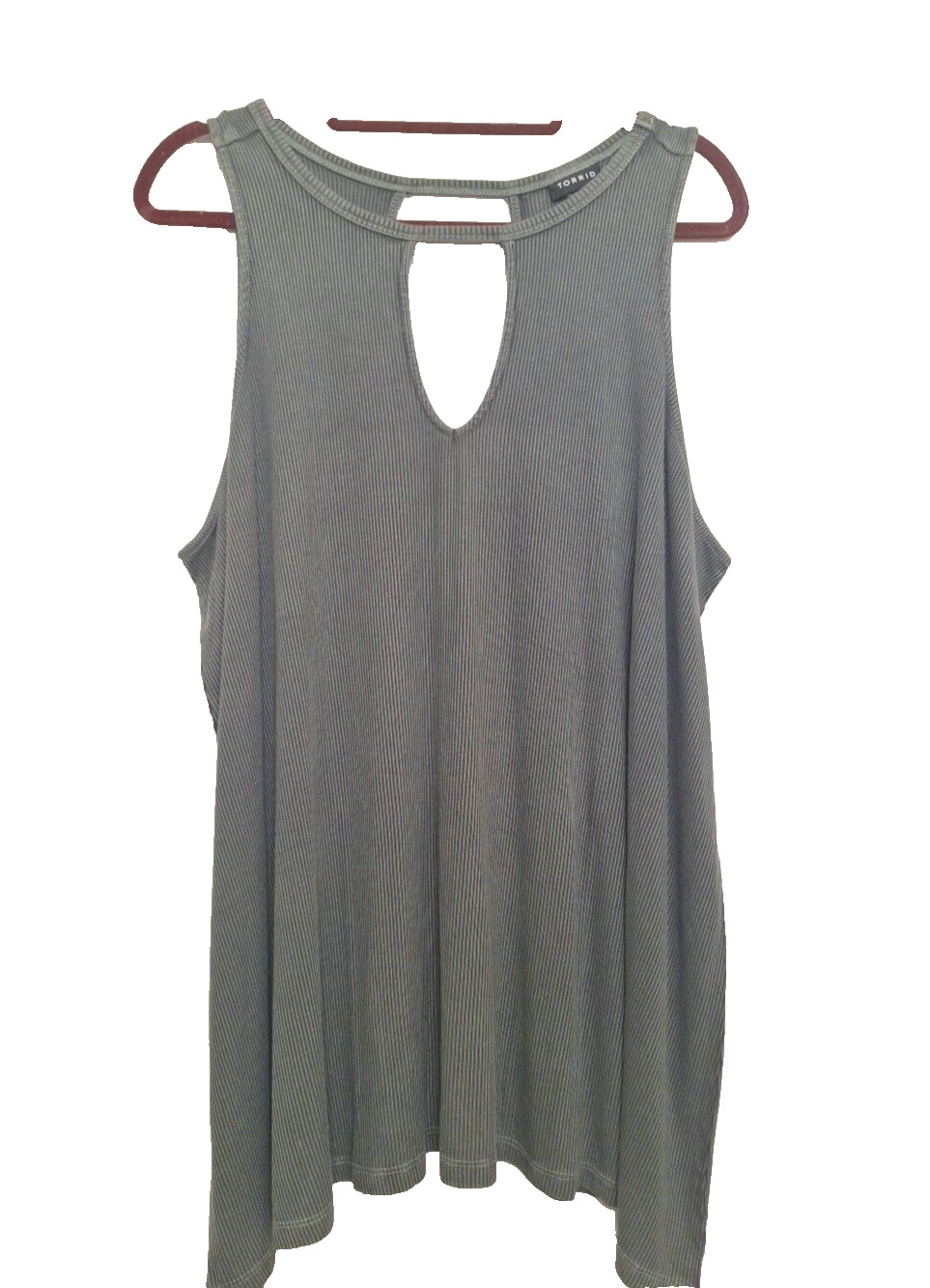 Torrid Super Soft Ribbed Cutout Tank Top Olive Size XL NWT