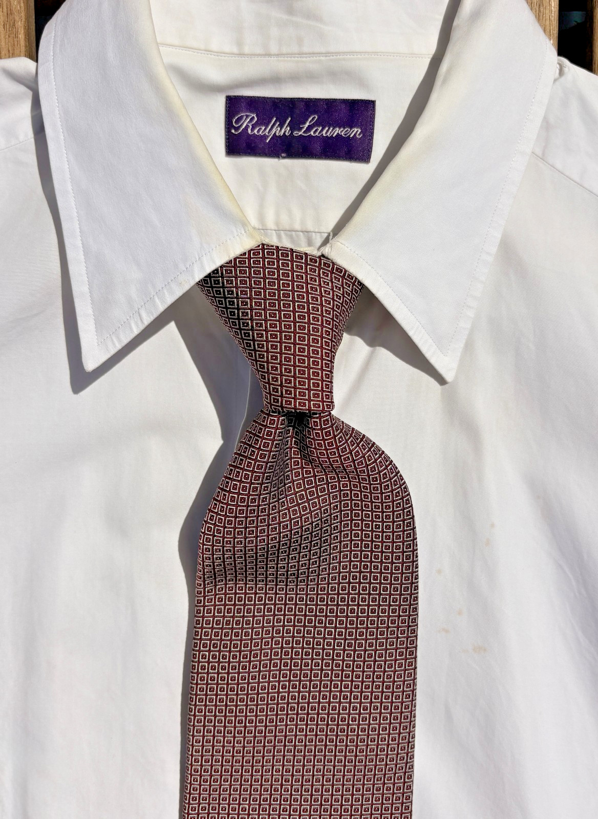 Ralph Lauren Purple Label Long Silk Tie – Violet Squares – England – $235.00