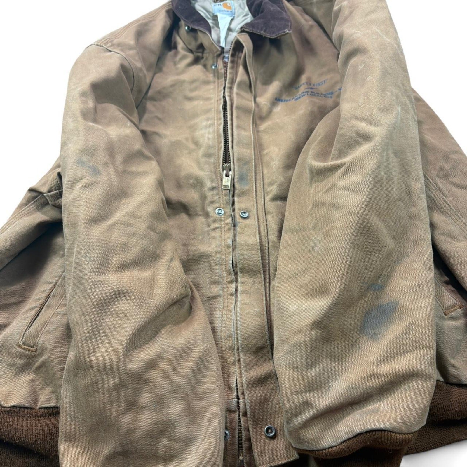 Vintage Carhartt FR Flame Resistant Zip Up Work Jacket Faded Brown Duck Canvas