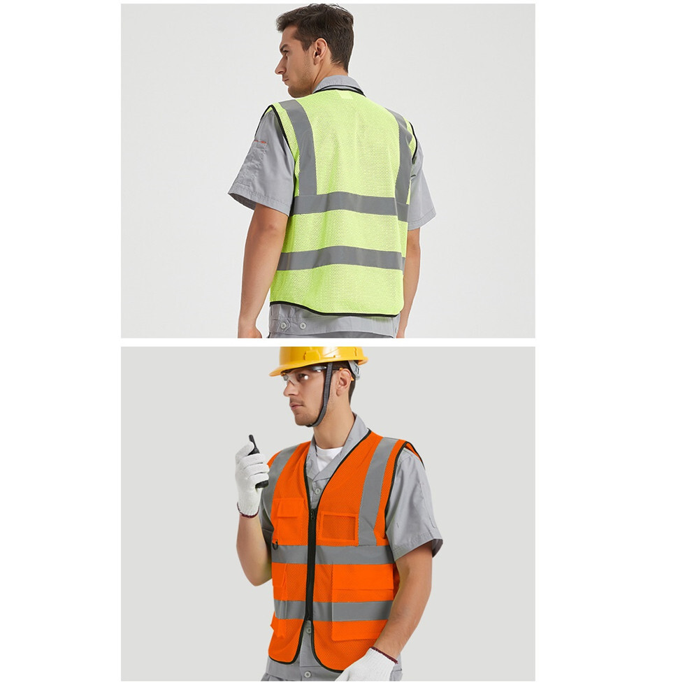5 Pockets Safety Vest with High Visibility Reflective Stripes 2 Colors Security