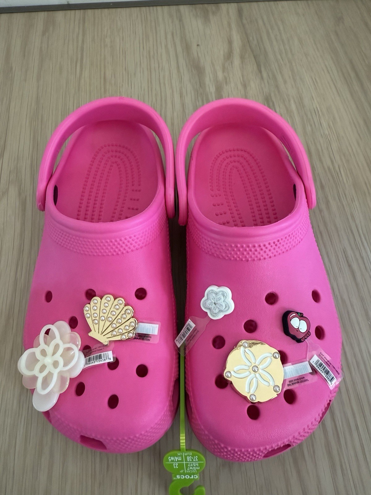 Crocs Classic Pink Crush Size W7. Free Charms Included